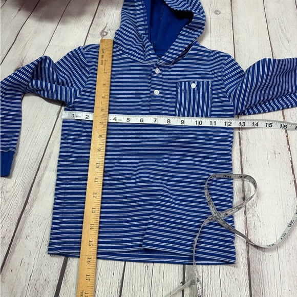 Janie and Jack Blue White Striped Hoodie sz 5Y cotton blend nautical classic - Picture 2 of 6